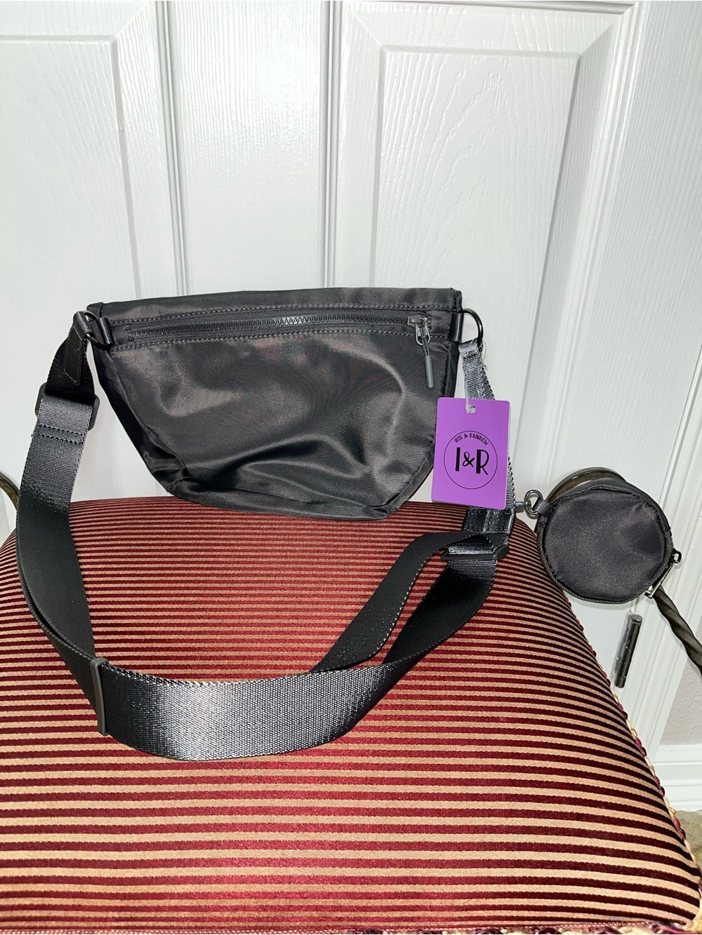 Iris & Rainbow Dark Grey Pockets Full of Hope Crossbody Bag with Coin Wallet